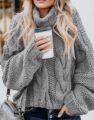 Alice Knitted Jumper/Sweater - Winter Turtleneck Pullover Loose - Grey